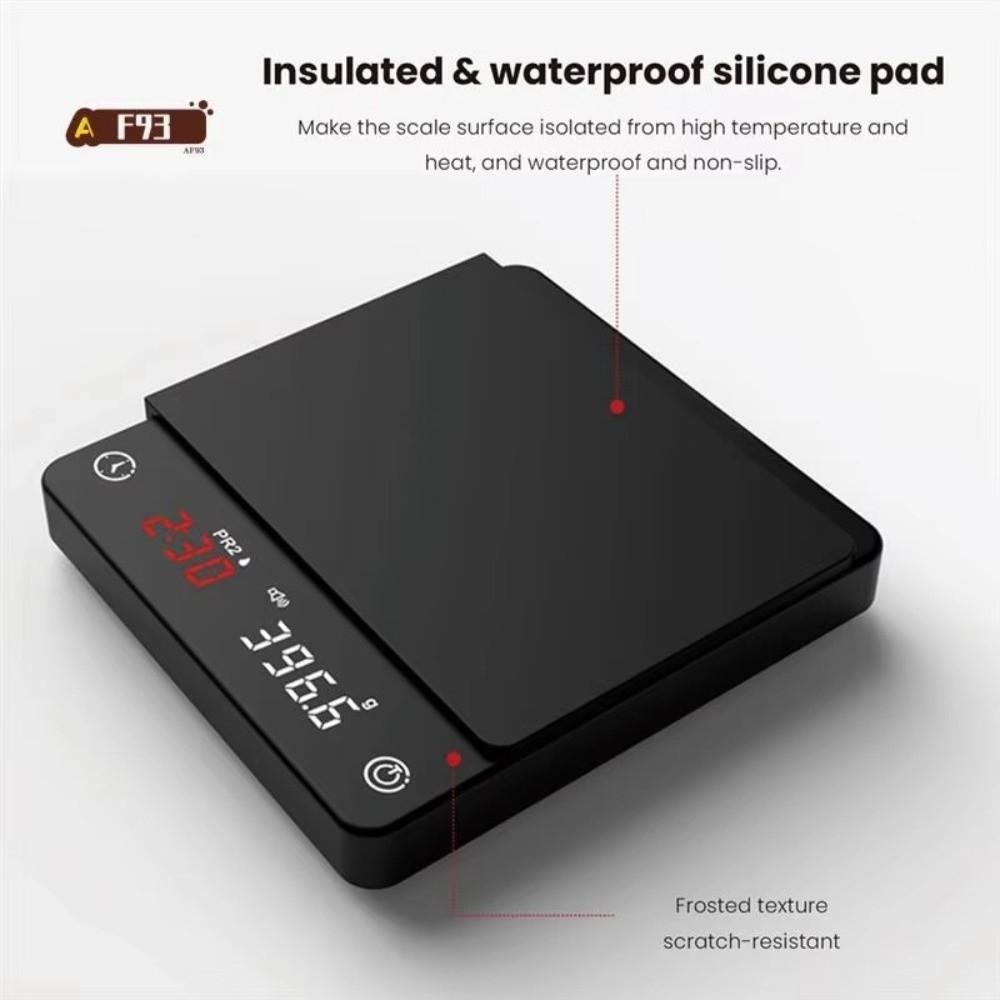 Digital Display Mini Smart Kitchen Scale Rechargeable Timer Function Espresso Scale 0.1g Accuracy 2kg Capacity Baking Scale