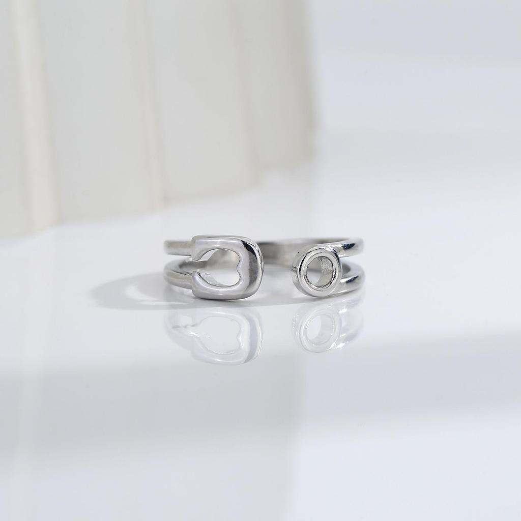 Trendy Japanese & Korean Heart Openwork Letter Ring - Perfect Gift for Girlfriend