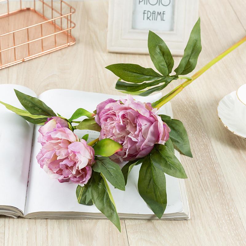 Peony Artificial Flower Decor With Silk Material For Wedding Home Office Display