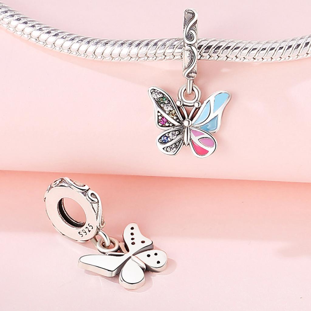 Bead Charms Copper Charm Bead Charms Authentic Colored Butterfly Insect Pendant Bead Charms Compatible With Bracelets Jewellery Diy Women Gift Accesso