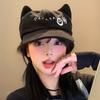 Cute Cat Ears Baseball Cap Female Secondary Yuan Y2k Peaked Cap Showing Face Small Black Subculture Hat Tide