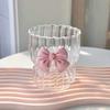 1pc Pink Glass Cup With 3D Bow Lid, Heat-Resistant Borosilicate Glass Cup For Hot & Cold Drinks, Reusable Multipurpose.