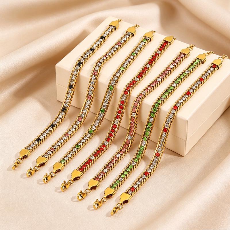 Women's Titanium Steel Multi-color Zircon Bracelet - Luxurious, Versatile, and Fade-resistant