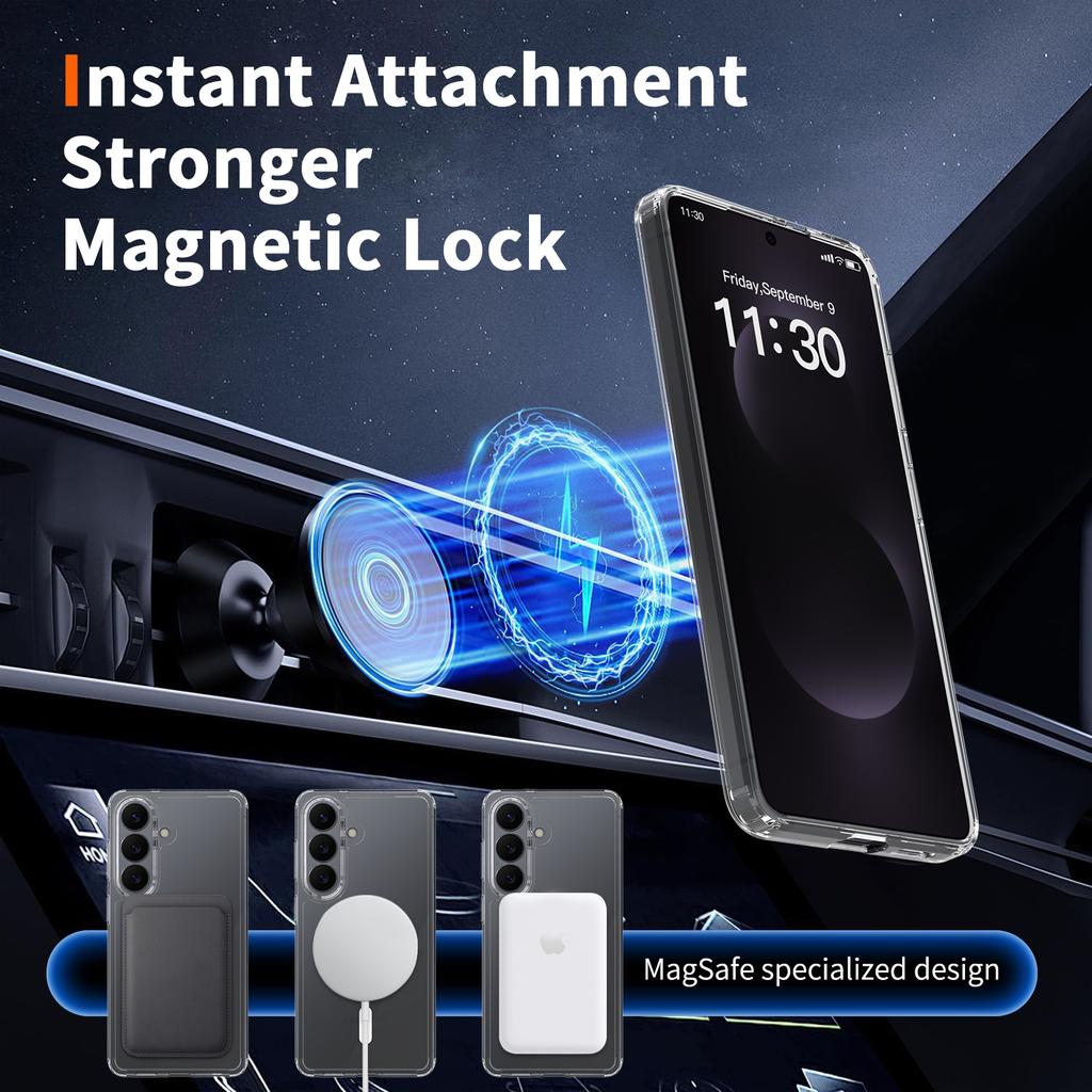 Samsung S26 Magnetic Transparent All-inclusive S25edge Mobile Phone Case S23 Anti-drop s24Ultra Two-in-one Protective Case