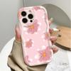 Cute Pink Flowers Pattern Shockproof Phone Case For iPhone 17 Pro 16 15 14 13 12 11 Pro Max 16e 15 14 Plus Cream Wave Soft Cover