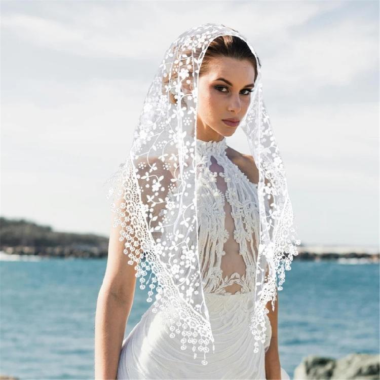 Spitzen Schleier für Hochzeit Kirchenbesuch Lateinische Messe Kopftuch Dreieckiges Mantilla für Formelle Veranstaltung Versammlung Kopfschmuck