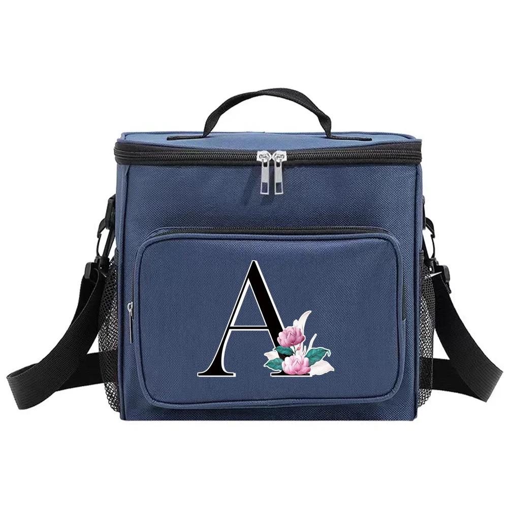 

Insulated Lunch Bags Cooler Box Thermal Organizer Handbag for Student Waterproof Camping Storage Boxes Whitemarble Pattern
