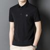High-End Men's Lapel Short-Sleeved T-shirt Young and Middle-Aged Seamless Shirt Summer New Men's Silk Cool Thin Polo Shirt
