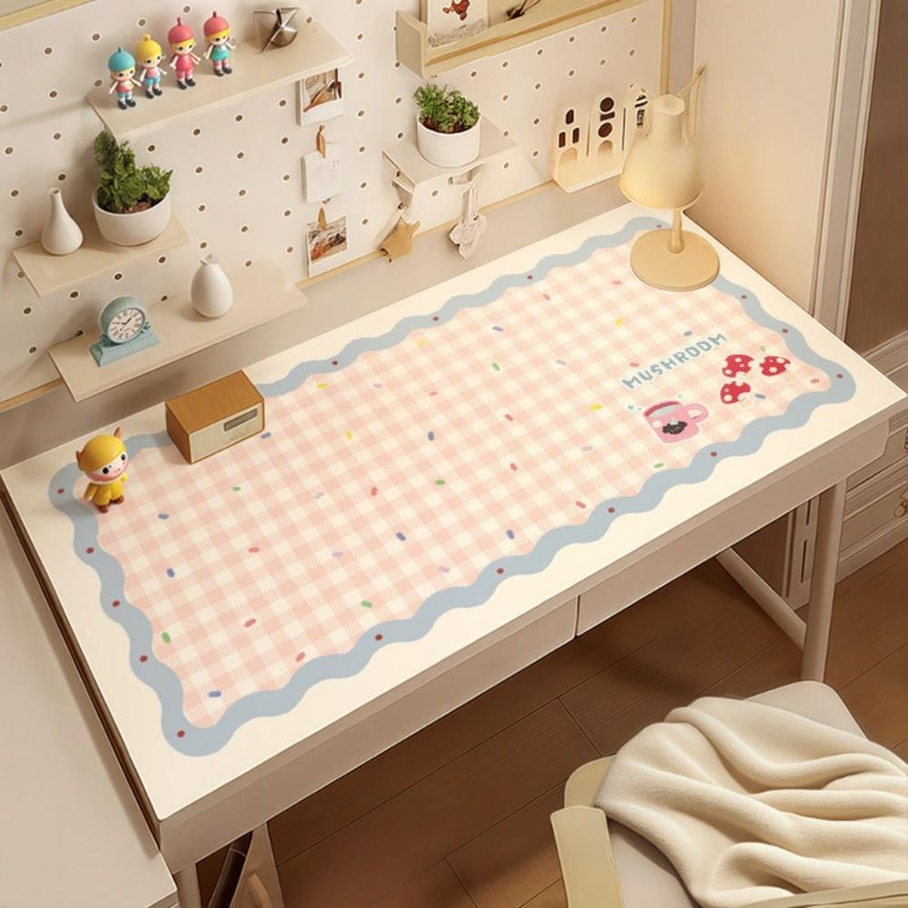 Study Cushion Gingham Cartoon Desk Mat Waterproof Wavy Keyboard Mat Large Thick Table Protector Dormitory