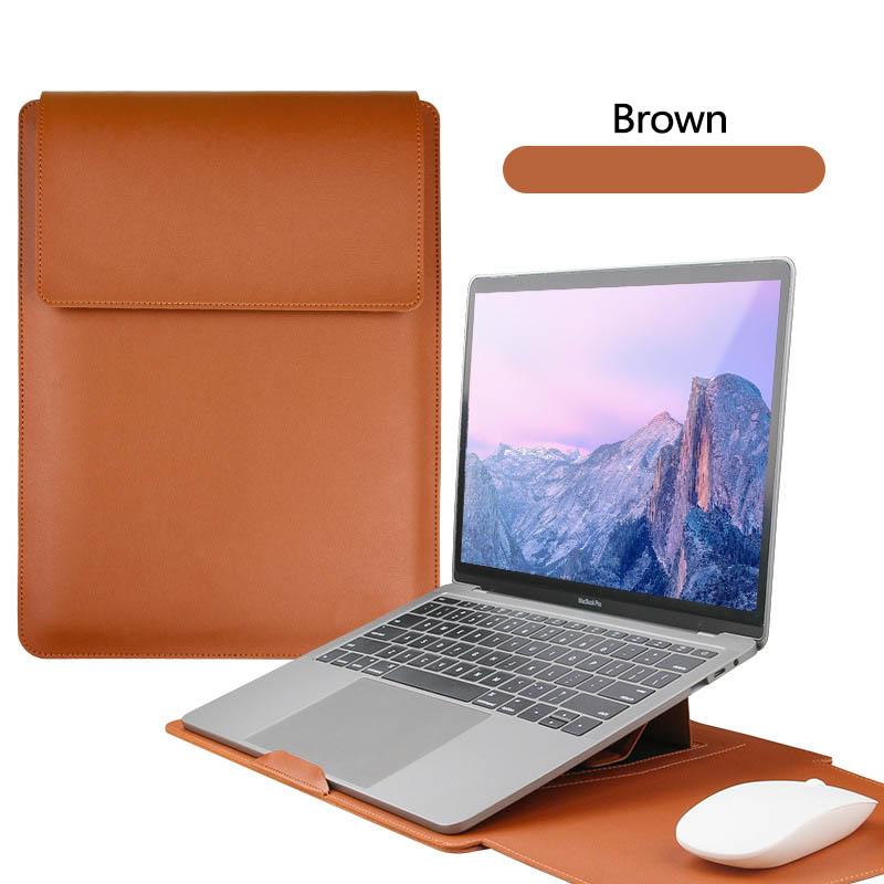 PU Leer Laptop Computer Sleeve Case Tas Stand Cover Pouch Man Vrouw 13 14 15 15.6 16 inch voor Macbook Air Samsung HP Lenovo 12.5-13 inch bruin