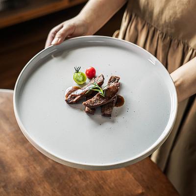 Round Plate Ceramic Steak Plate Large Plate Household Plate Vegetable Plate Western Plate Pasta Plate Simple Tableware Plate