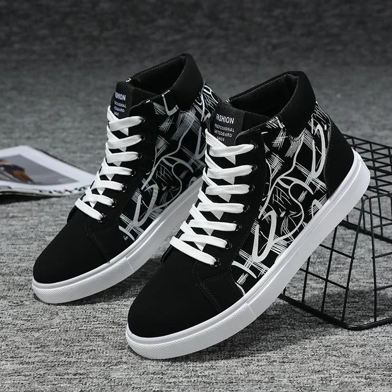 Men'S Sneakers Fashion High Top Canvas Shoes Autumn New Casual Shoes For Men Lace Up Platform Vulcanized Shoes Big Size48