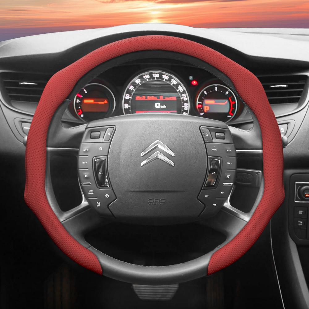 Suitable for Citroen Perforated Leather Steering Wheel Cover C3 C4 X Berlingo C5 Aircross Jumper SpaceTourer Ami X Red Black
