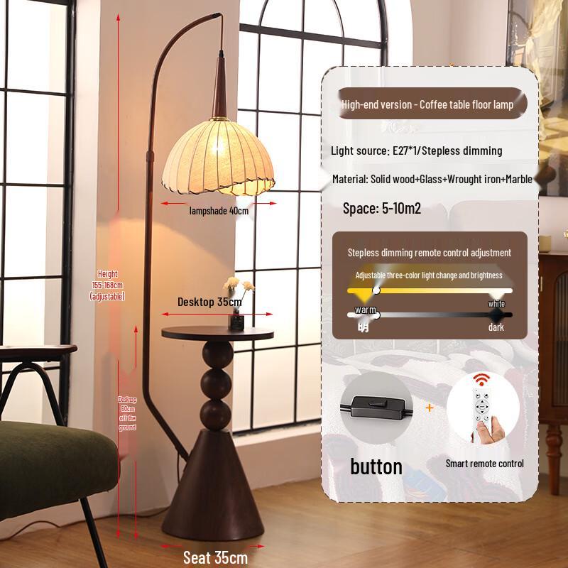 OEING Vintage Style Floor Lamp with Remote Control