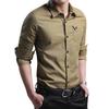 Men's Cotton Long-sleeved Shirt Korean Slim Youth Shirt Military Style