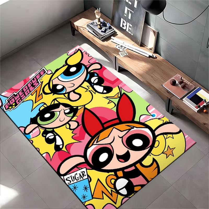 Colorful Cartoon Pattern Carpet Featuring Three Characters for Kids Room Suitable for use as an anti-slip for living room bedroom sofas