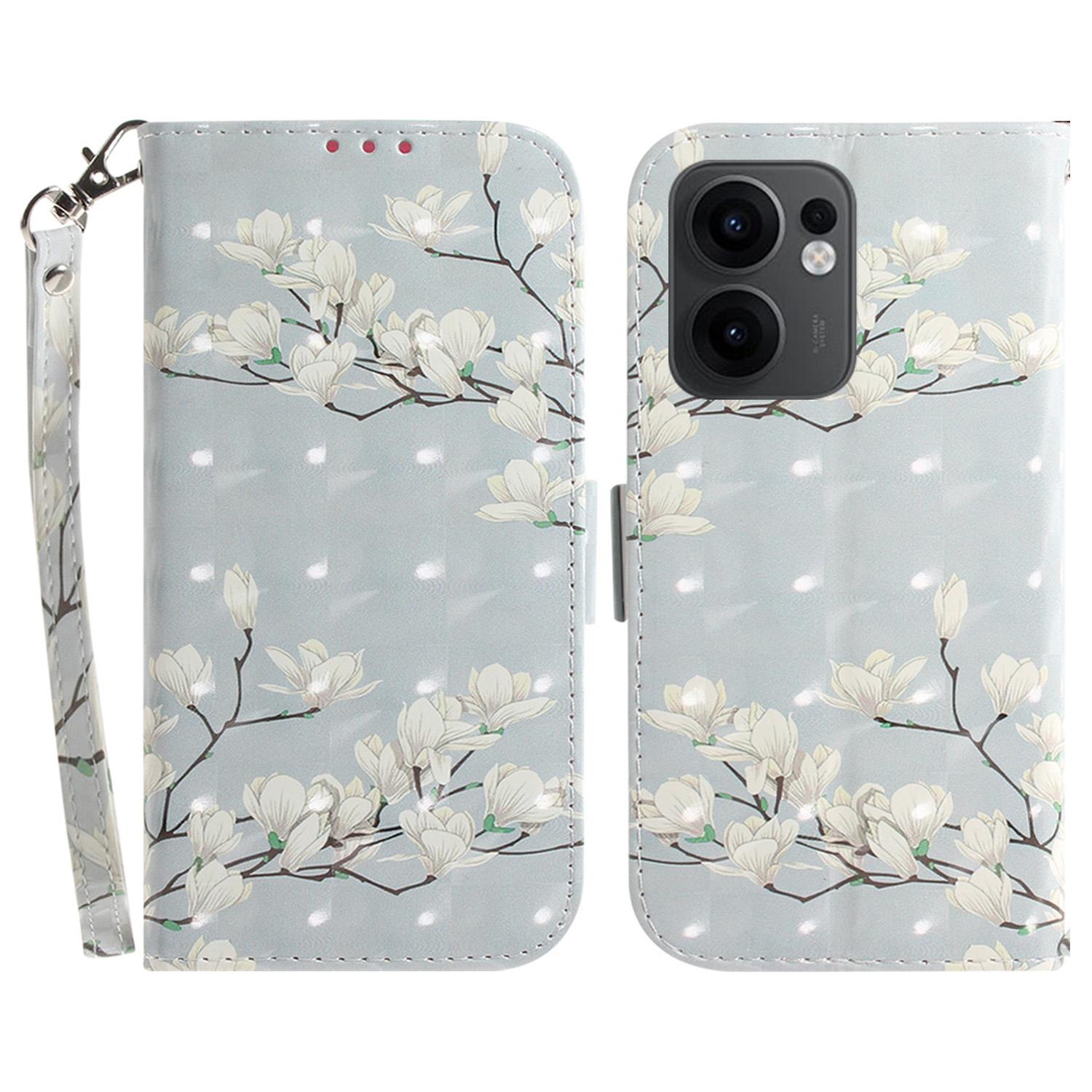 

For Oppo Reno13 F 5G (Reno 13 FS 5G)/4G Case Pattern Printing Leather Wallet Phone Cover with Wrist Strap B