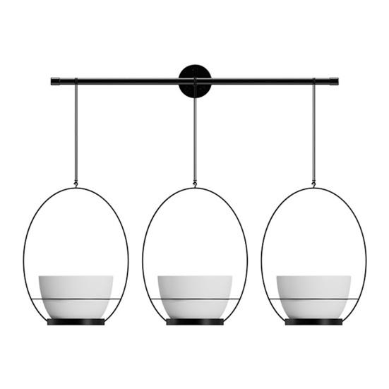 

1 Set Hanging Flower Pots Wall Mounted Plant Hanger Hanging Planter Set Includes Metal Rod 3 Planters And Ropes чорний