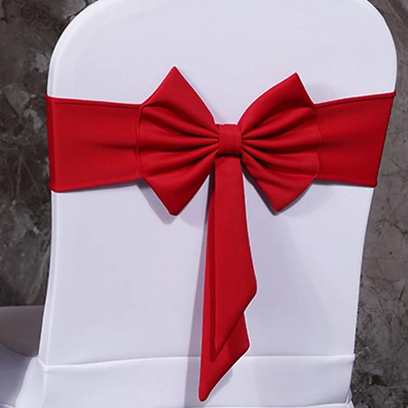 Spandex High Quality Chair Sash Fit All Chairs With Decorative Ready Made Bow Tie Knot Ideal for Wedding and Event Decoration