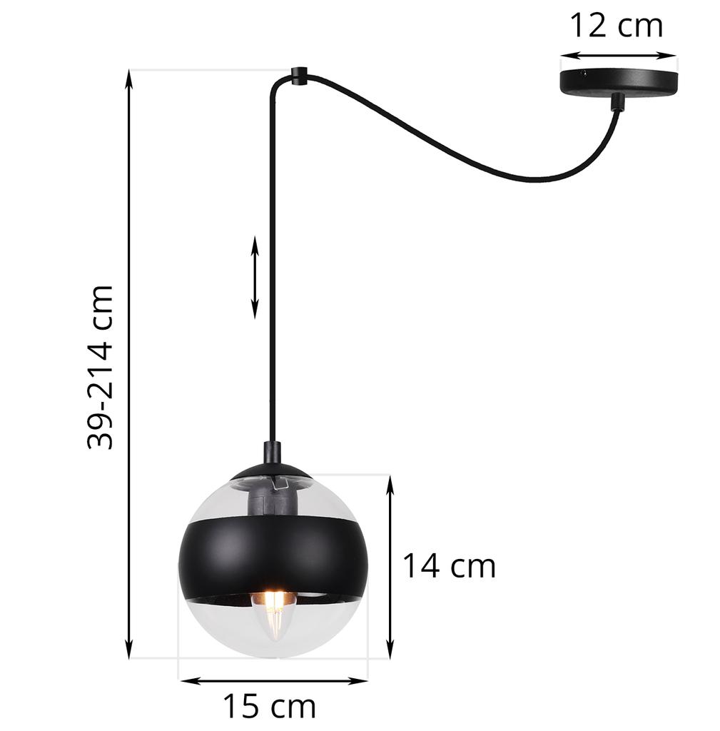 Toledo Spider Hanging Lamp Black 1-Plate Black Lampshade E14