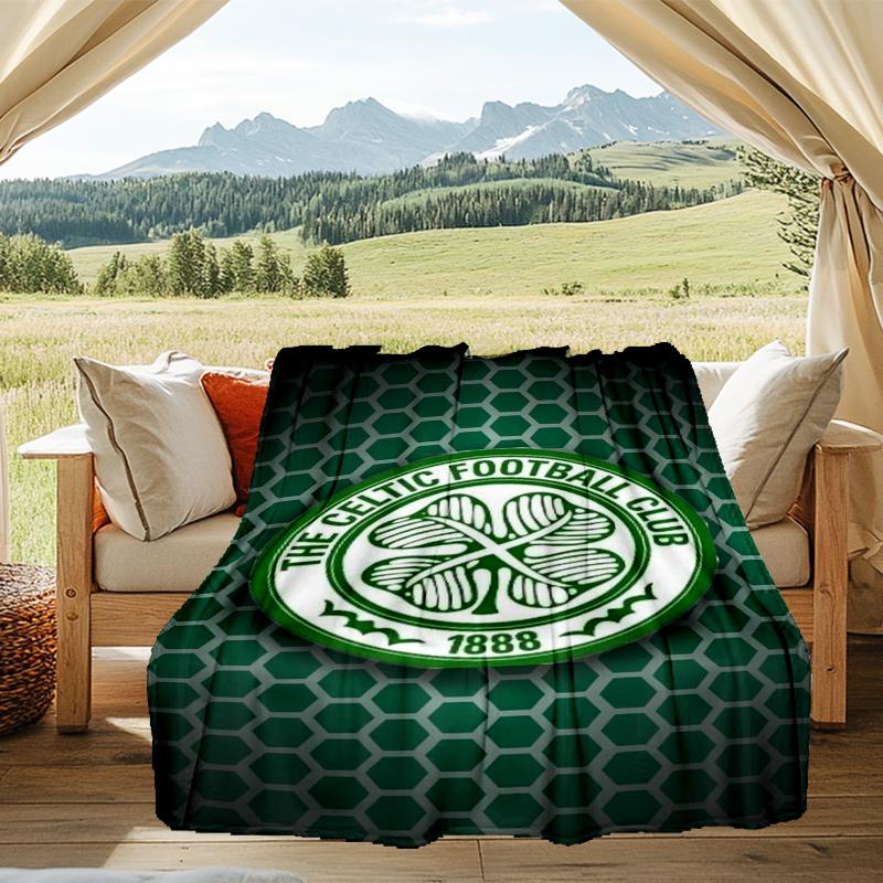 1pz Coperta Morbida in Flanella Stampata con Stemma del Celtic Football Club per Camera da Letto Adulti Soggiorno Divano Campeggio Viaggio Regali per Fan Regali di Natale
