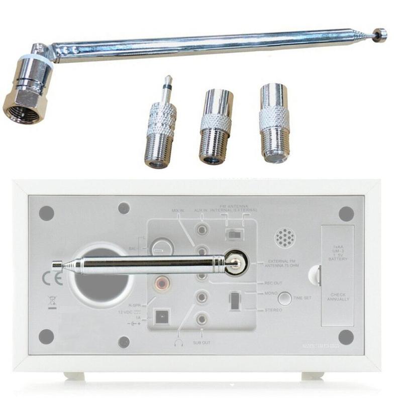 Stereo Receiver Amplifier Rod Antenna 3.5mm Adapter FM Radio Antenna Telescopic Screw F Type Male Plug Connector