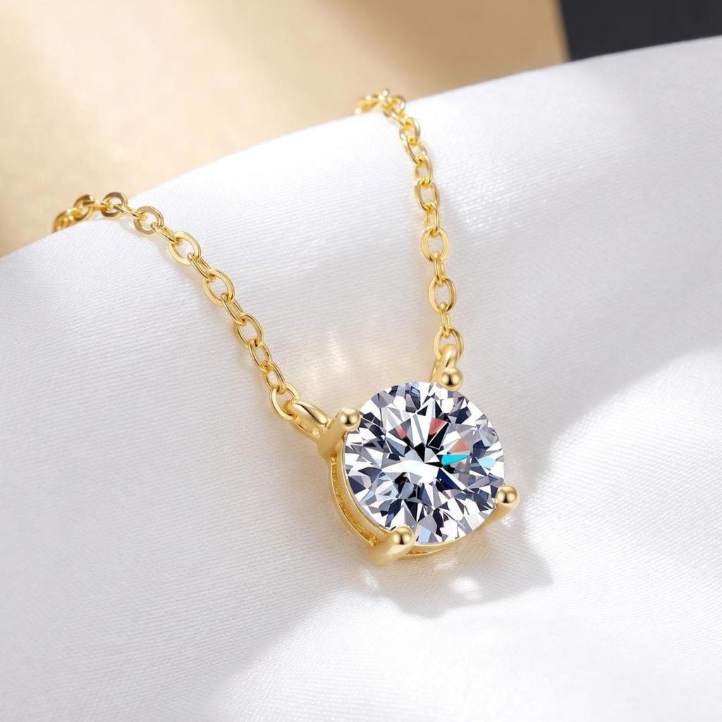 3 Carat Moissanite S925 Silver Four-Claw Pendant Necklace for Women
