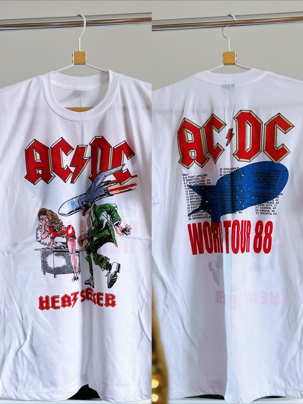 

T-shirt Soft Breathable White Tee American Retro Double-sided Printed Rock Short Sleeves, One Shop Tee Heavy Couple T-Shirt S