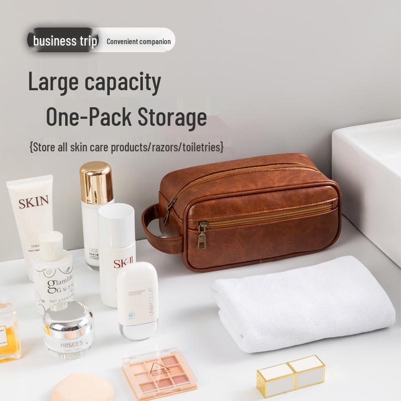 High-End PU Cross-Border Wash Bag: Men's Handheld Large Capacity Cosmetic Travel Bag