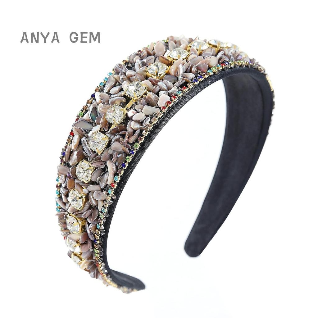 Bentiță Lățime cu Strassuri Turcoaz Sfărâmat Stil European & American – Accesorii de Păr Versatile High-End pentru Femei pentru Toamnă & Iarnă