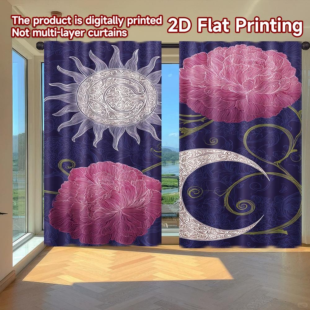 

Set Of 2 Flat Printing Curtains Without Rod Floral Moonlit Design Saint Patrick Is Day Holiday Digital Curtain Polyester W100*H70(CM)-Rod Pocket&1PCS