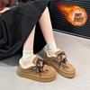 CRLAYDK Winter Warm Suede Platform Shoes Leopard Fur Lining Snow Fleece Loafers Slip On Sneakers Outdoor Booties