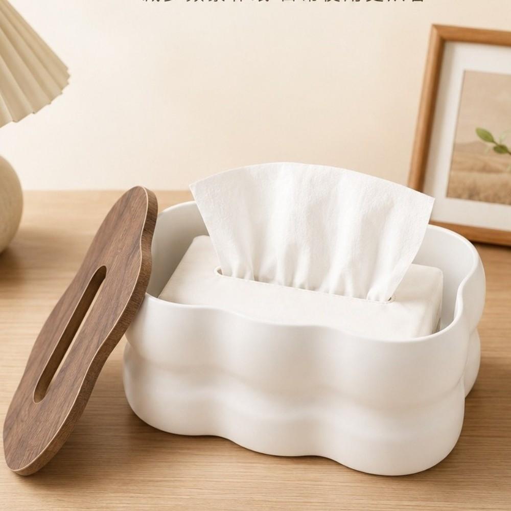 Plastic Cloud Shape Tissue Box Large Capacity Wavy Tissue Dispenser Paper Storage Holder Bedroom