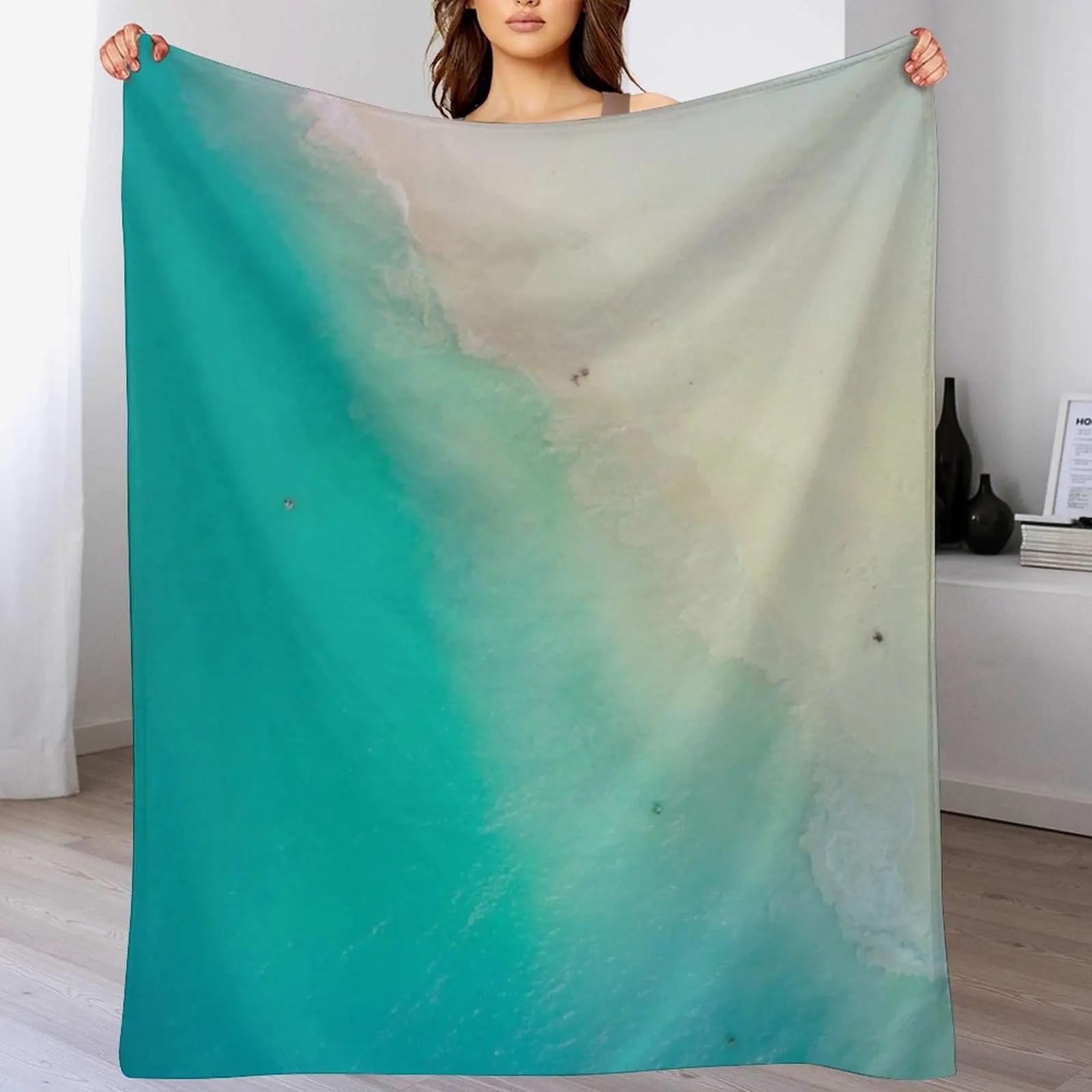 Turquoise Beach Throw Blanket Warm Accent Blanket for Living Room Decoration 102x76cm(40x30in)