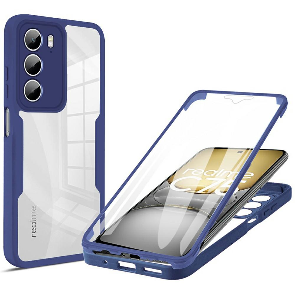 

Phone Case For Realme C75 4G/5G/C75x/14x 5G Acrylic+TPU Clear Cover with PET Screen Film Blue