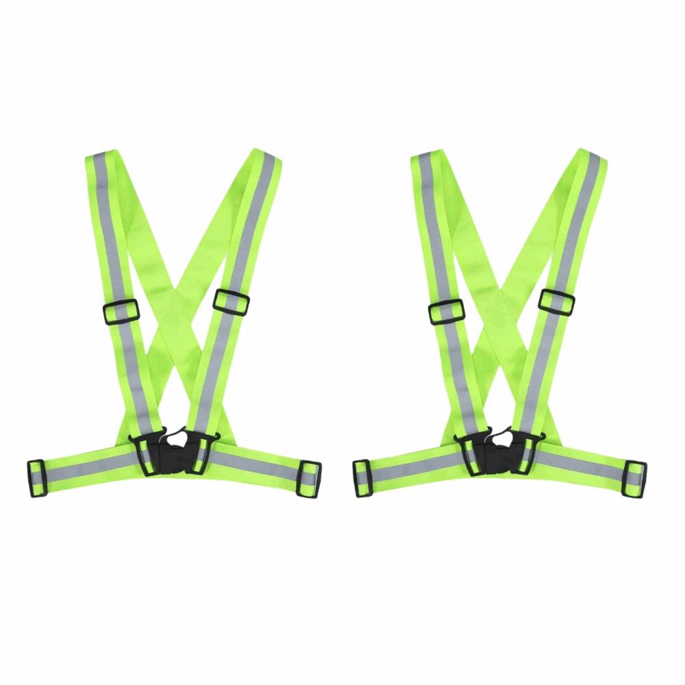 2pcs Green Color Reflective Safety Vest Unisex Design Warning Safety Vest Night Running