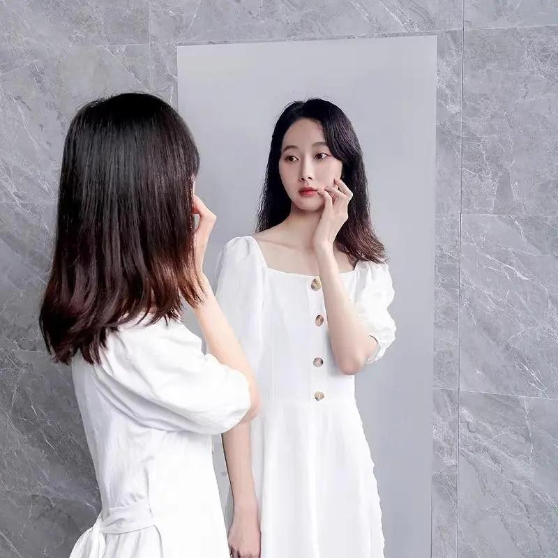 Self-Adhesive Mirror Sticker, 20 × 40 Inch Soft Glass Mirror, for Glass Doors & Home Use, Full-Length Instagram-Style Bedroom Reflective Film