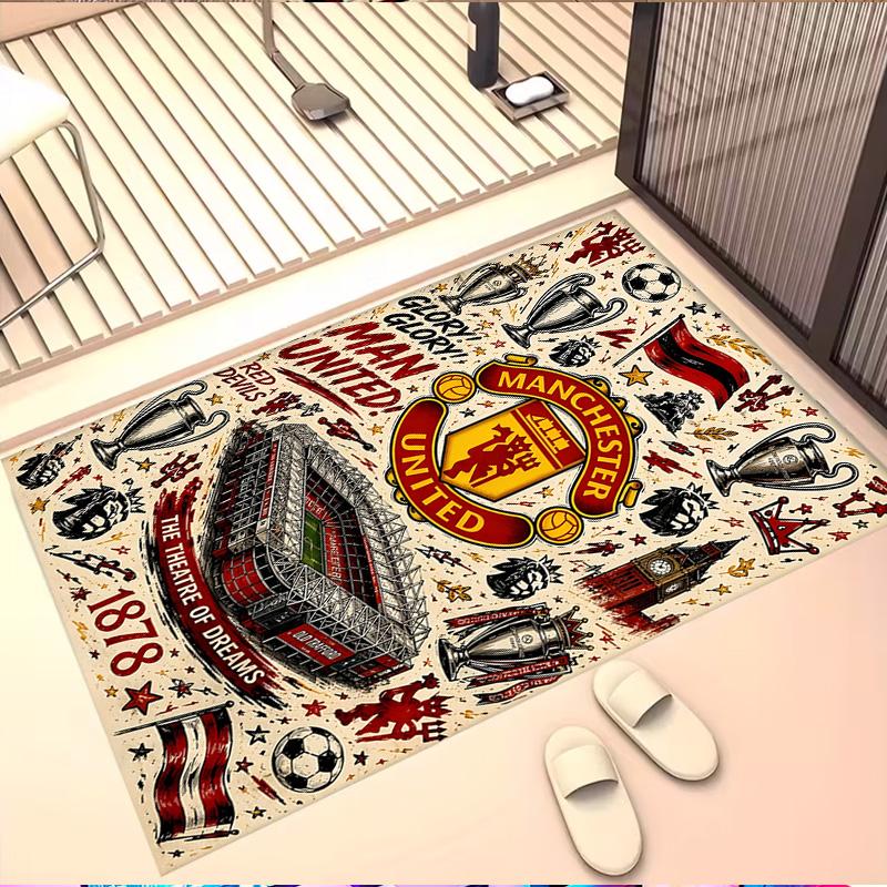Manchester United F.C Print Rug, Washable Floor Carpet, For Entryway Dorm Laundry Room Office Study, Home Decor Birthday Christmas Gift