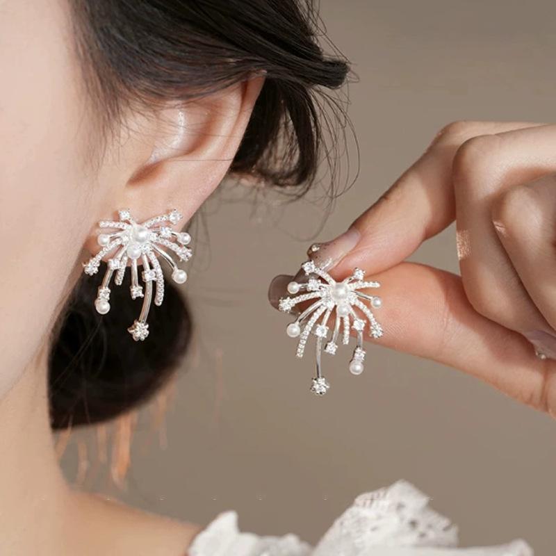 

Shen Yue zircon fireworks pearl earrings light luxury high-end temperament earrings fashion design niche earrings