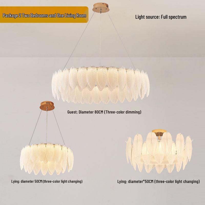 Modern French Cream Feather Pearl Chandelier - Stylish Post-Modern Living Room and Bedroom Lighting