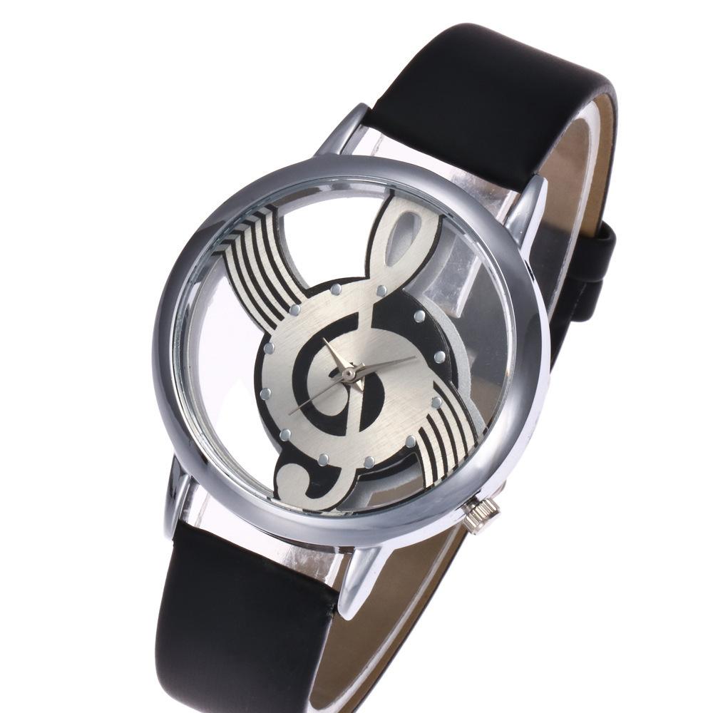Orologio da Donna Semplice Creativo Inciso Vuoto Moda Nota Orologio di Coppia Orologio al Quarzo da Uomo
