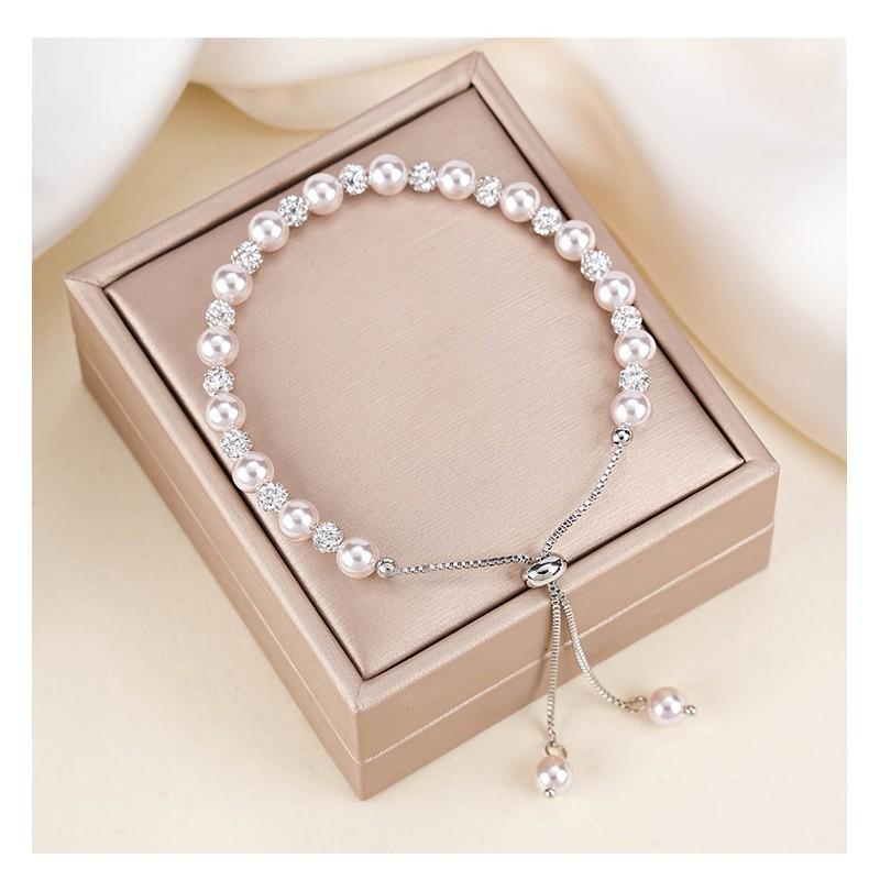 Handmade Rose Purple Pearl Bracelet With Starry Sky Beads Geometric Design Women Elegant Minimalist Jewelry