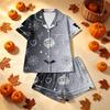 Women's Halloween Printed Pajama Two-Piece Set - Comfortable Sleepwear for Home & Sleep