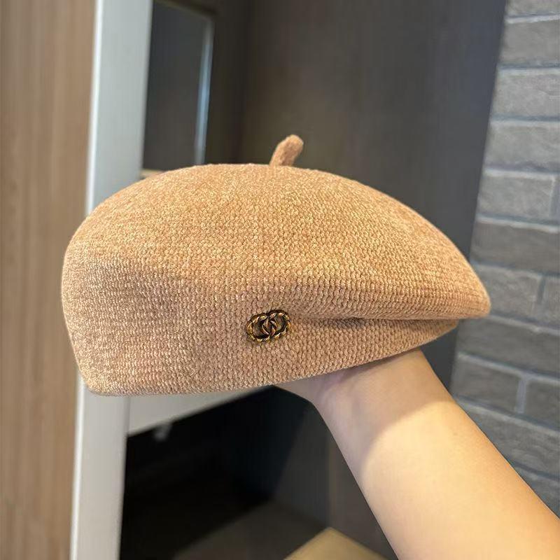 Japanese-Style Chenille Beret for Women - Korean-Inspired Fashion