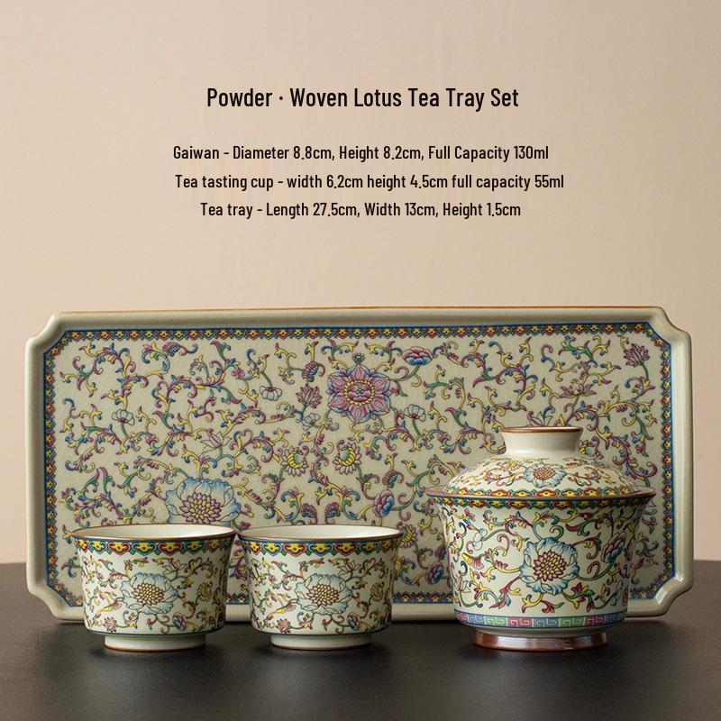 

Blue & White Lotus Design Ru Ware Gongfu Tea Set: Includes Teapot, 2 Cups, Tray, Anti-Scald Lid, Bowl & Gift Box.