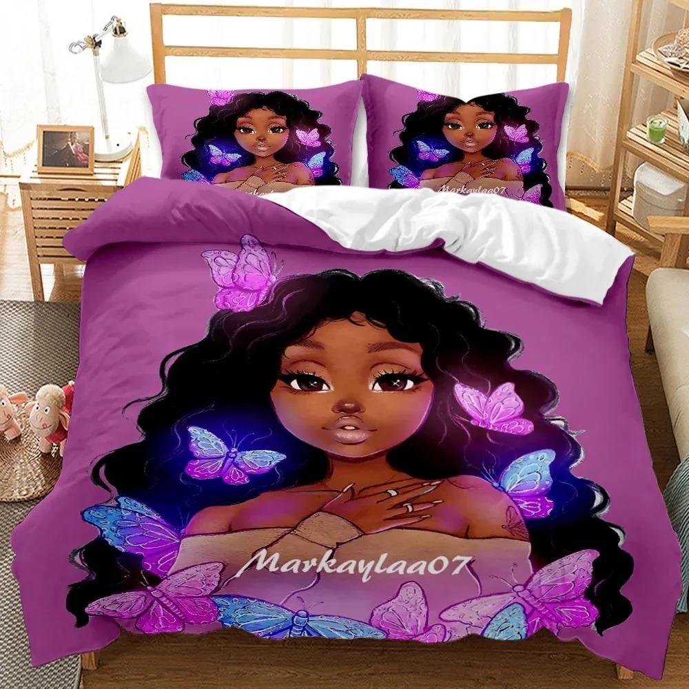 African American Black Girl Duvet Cover SetBlack Girl Magic Bedding Set3D Comforter CoverBirthday Gift for Black Women Girls