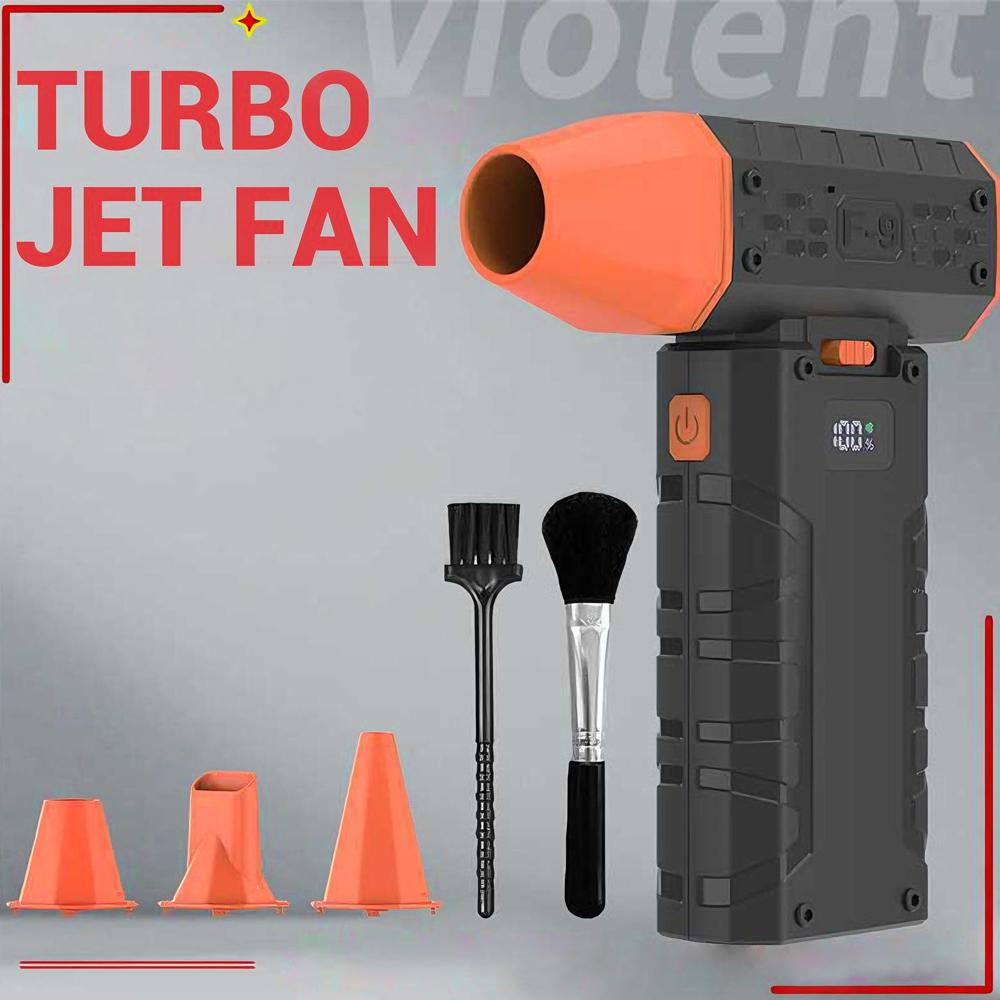 

New Violent Turbo Jet Fan with 4 Nozzles & Lighting 160000RPM Powerful Air Blower Type-C Charging Brushless Motor Duster Blowing помаранчевий