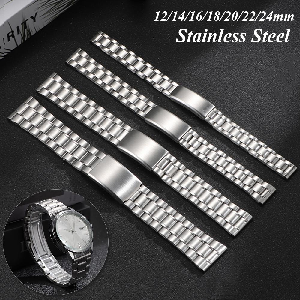 Stainless Steel Watch Band Bracelet 12mm 14mm 16mm 18mm 20mm 22mm 24mm Women Men Metal Wristband Replacement Strap Universal