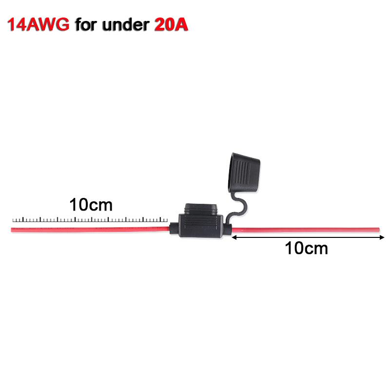 5pcs Waterproof Mini Small Medium Auto Fuse Holder 16/14/12/10AWG Car Blade Fuse Wire Cable 10A 20A 30A 50A Fuse Power Socket Fuse Holders1