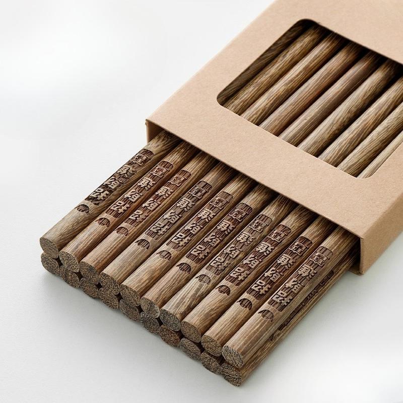 New Family Pack of Rosewood Chopsticks Lacquer-Free, Wax-Free Solid Wood Carved Chopsticks with Blessings